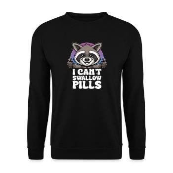 I Can't Swallow Pills Raccoon - Unisex Sweatshirt - black - Front - Alina (178cm) & Michal (187cm)