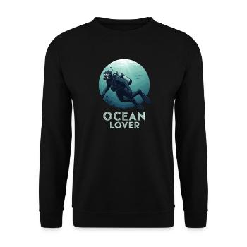 Taucher Ocean Lover Unterwasser für Taucherfreunde - Unisex Pullover - Schwarz - Vorne - Alina (178cm) & Michal (187cm)