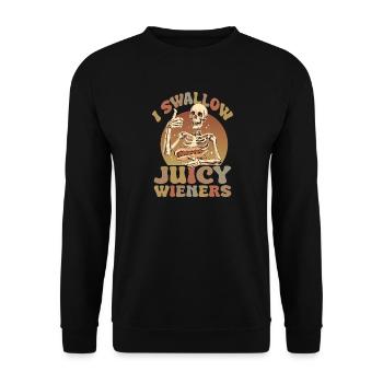Skelett I swallow juicy Wieners Hotdog - Unisex Pullover - Schwarz - Vorne - Alina (178cm) & Michal (187cm)