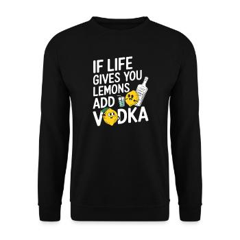 Humorous Lemon and Vodka Illustration - Unisex Sweatshirt - black - Front - Alina (178cm) & Michal (187cm)