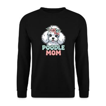 Poodle Mom – Pudel mit Blumen für Hundemamas - Unisex Pullover - Schwarz - Vorne - Alina (178cm) & Michal (187cm)