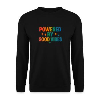 Angetrieben von Positivität - Unisex Pullover - Schwarz - Vorne - Alina (178cm) & Michal (187cm)