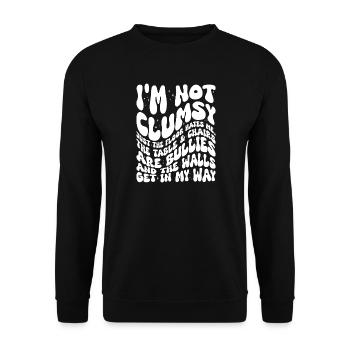 Ich bin kein ungeschicktes handschriftliches Zitat - Unisex Pullover - Schwarz - Vorne - Alina (178cm) & Michal (187cm)