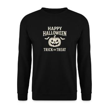 Halloween Pumpkin Trick or Treat - Unisex Pullover - Schwarz - Vorne - Alina (178cm) & Michal (187cm)