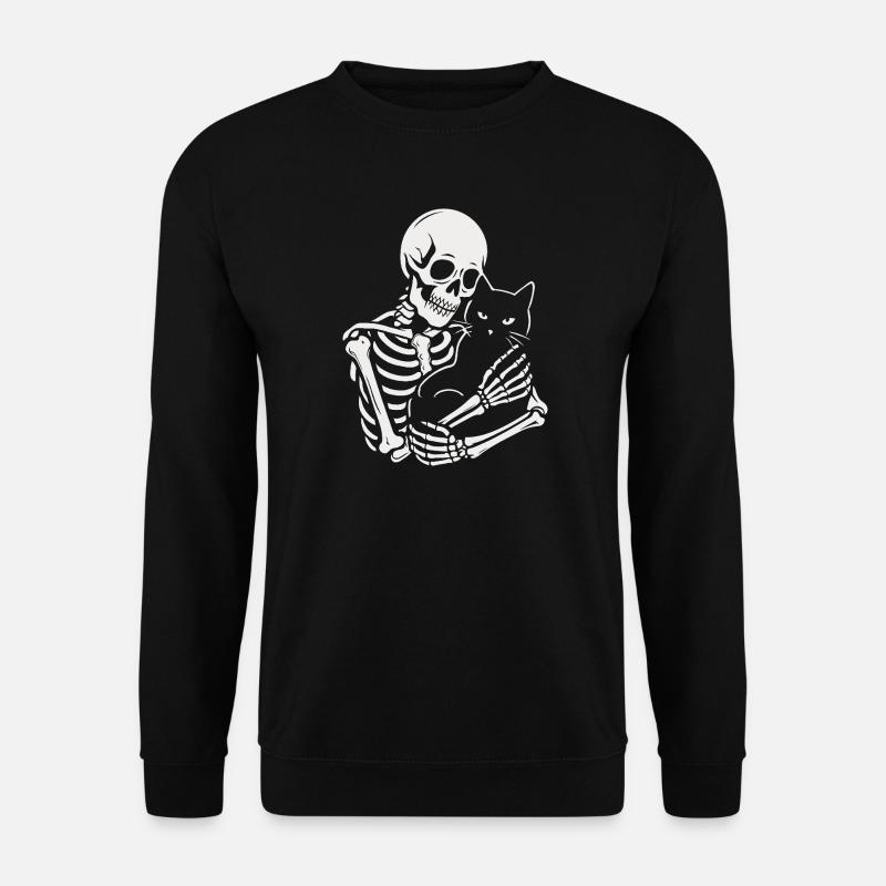 Skeleton stroking black cat - Unisex Sweatshirt - black