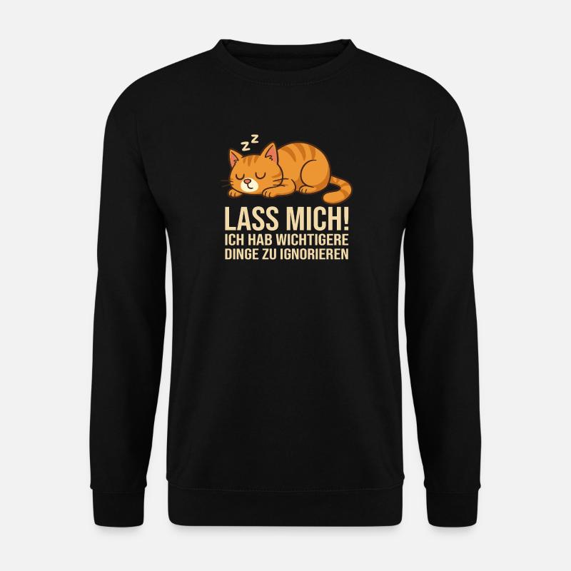 Katzen Shirt schlafende Katze Lass mich - Unisex Pullover - Schwarz