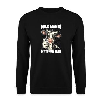 Lactose Intolerant Cow Saying - Unisex Sweatshirt - black - Front - Alina (178cm) & Michal (187cm)