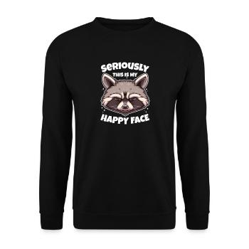 Waschbär this is my happy face lustig - Unisex Pullover - Schwarz - Vorne - Alina (178cm) & Michal (187cm)