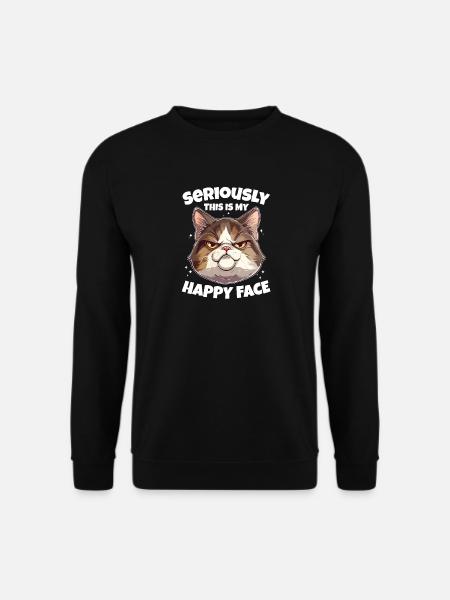 Funny Cat Happy Face - Unisex Sweatshirt - black