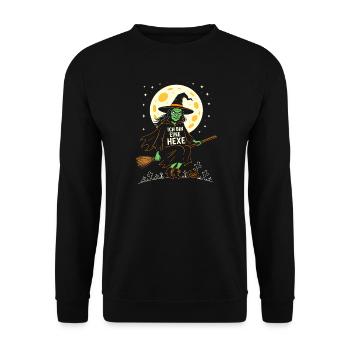Witch Costume Halloween Creepy Broom Moon Carnival - Unisex Sweatshirt - black - Front - Alina (178cm) & Michal (187cm)