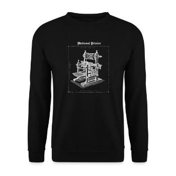 Antike Druckermaschine Illustration - Unisex Pullover - Schwarz - Vorne - Alina (178cm) & Michal (187cm)