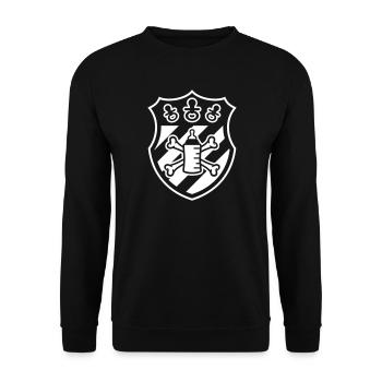 Wappen Schnuller Pirat – Geschenk für Baby & Kind - Unisex Pullover - Schwarz - Vorne - Alina (178cm) & Michal (187cm)