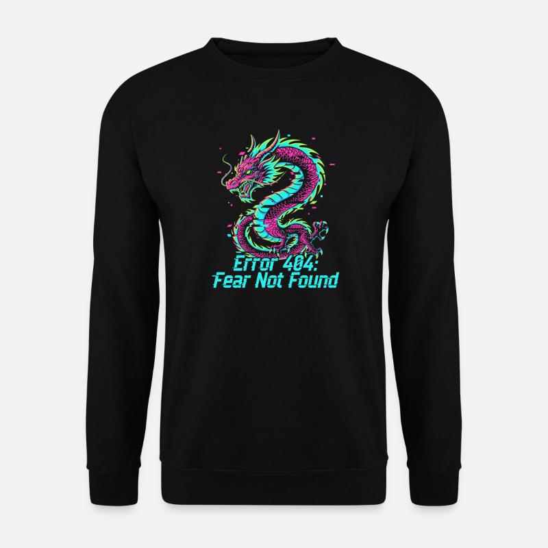 Drache Neon 404 Glitch - Unisex Pullover - Schwarz