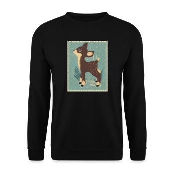 Deer in the retro forest - Unisex Sweatshirt - black - Front - Alina (178cm) & Michal (187cm)