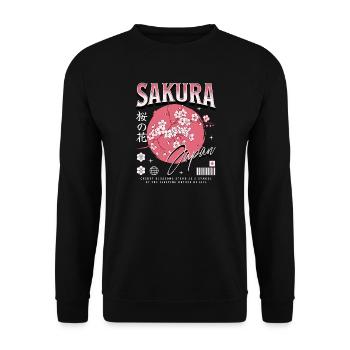 Sakura Kirschblüte Japanisches Kirschblütenfest - Unisex Pullover - Schwarz - Vorne - Alina (178cm) & Michal (187cm)
