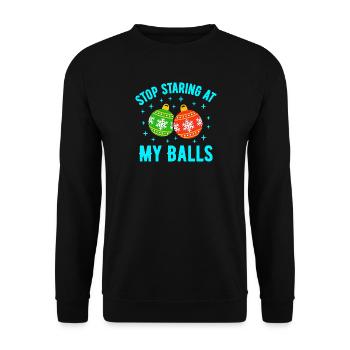 Stop Staring at my Balls - Unisex Sweatshirt - black - Front - Alina (178cm) & Michal (187cm)
