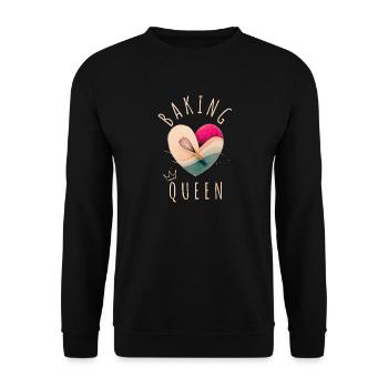 Reine de la Boulangerie - Cœur ! - Sweat-shirt Unisexe - noir - Devant - Alina (178cm) & Michal (187cm)