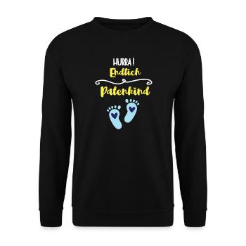 Finally godchild baptism godparenthood godson - Unisex Sweatshirt - black - Front - Alina (178cm) & Michal (187cm)