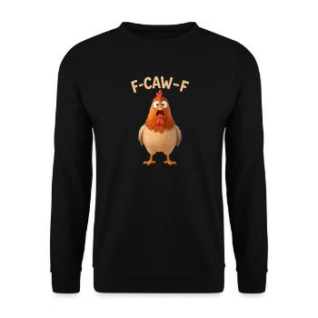 F-CAW-F Huhn - Lustiges Wortspiel - Chicken Meme - Unisex Pullover - Schwarz - Vorne - Alina (178cm) & Michal (187cm)