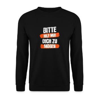 Hilf mir dich zu mögen - Unisex Pullover - Schwarz - Vorne - Alina (178cm) & Michal (187cm)