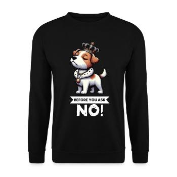 Avant de demander Jack Russel terrier Jack Russel chien - Sweat-shirt Unisexe - noir - Devant - Alina (178cm) & Michal (187cm)