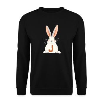 J - Lettre - Lapin - Personnalisable - Sweat-shirt Unisexe - noir - Devant - Alina (178cm) & Michal (187cm)