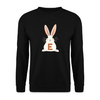E Letter - Bunny - Personalizable - Unisex Sweatshirt - black - Front - Alina (178cm) & Michal (187cm)