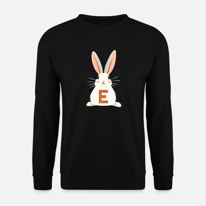 Lettre E - Lapin - Personnalisable - Sweat-shirt Unisexe - noir