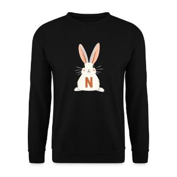 N - Lettre - Lapin - Personnalisable - Sweat-shirt Unisexe - noir - Devant - Alina (178cm) & Michal (187cm)