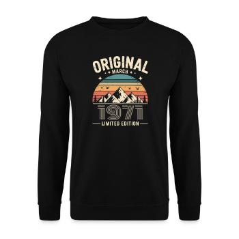 Vintage Né(e) en mars 1971 Original depuis 55 ans - Sweat-shirt Unisexe - noir - Devant - Alina (178cm) & Michal (187cm)