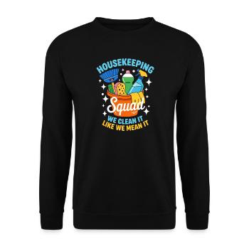 Lustiges Putzen Design - Unisex Pullover - Schwarz - Vorne - Alina (178cm) & Michal (187cm)