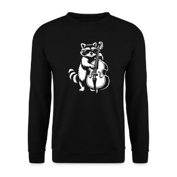 Racoon playing double bass in jazz band - Unisex Sweatshirt - black - Front - Alina (178cm) & Michal (187cm)