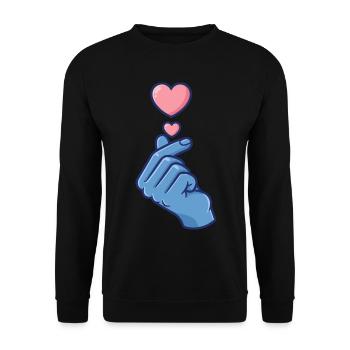 Kpop Koreanische Musik Niedliche Finger Herz Liebe Korea - Unisex Pullover - Schwarz - Vorne - Alina (178cm) & Michal (187cm)