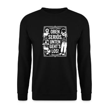 Serious at the top, cosy at the bottom - Unisex Sweatshirt - black - Front - Alina (178cm) & Michal (187cm)