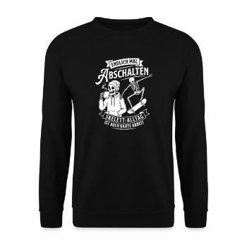 Switch off with Skeleton Skate - Unisex Sweatshirt - black - Front - Alina (178cm) & Michal (187cm)
