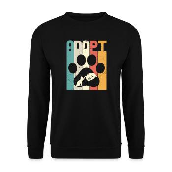 Adopt cat - Unisex Pullover - Schwarz - Vorne - Alina (178cm) & Michal (187cm)