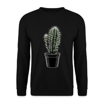Kaktus in schwarzem Topf - Unisex Pullover - Schwarz - Vorne - Alina (178cm) & Michal (187cm)
