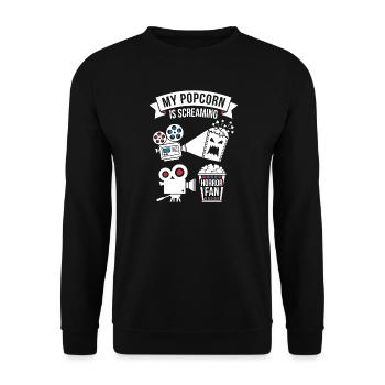 My Popcorn Is Screaming Horror Fan - Unisex Sweatshirt - black - Front - Alina (178cm) & Michal (187cm)