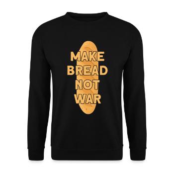 MAKE BREAD NOT WAR BROT - Unisex Pullover - Schwarz - Vorne - Alina (178cm) & Michal (187cm)