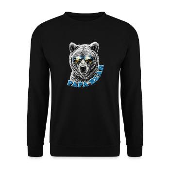 Papa Bear – Retro Vatertag Geschenkidee - Unisex Pullover - Schwarz - Vorne - Alina (178cm) & Michal (187cm)