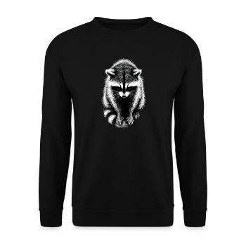 Racoon Schattenzeichnung Waschbär - Unisex Pullover - Schwarz - Vorne - Alina (178cm) & Michal (187cm)
