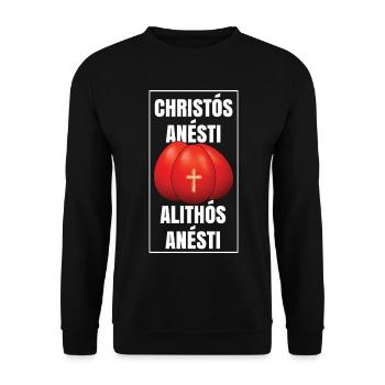 Christos Anesti Alithos Anesti Greek Easter Pascha - Unisex Sweatshirt - black - Front - Alina (178cm) & Michal (187cm)