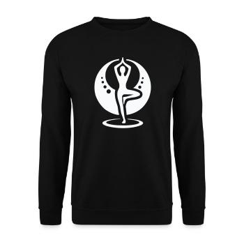 Yoga Silhouette im Mondkreis - Unisex Pullover - Schwarz - Vorne - Alina (178cm) & Michal (187cm)