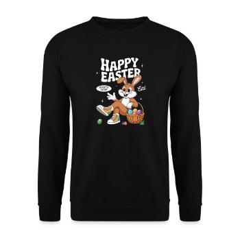 Frohe Ostern Osterhase Vintage - Unisex Pullover - Schwarz - Vorne - Alina (178cm) & Michal (187cm)