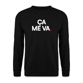 ÇA ME VA. – Expression Française Minimaliste - Sweat-shirt Unisexe - noir - Devant - Alina (178cm) & Michal (187cm)