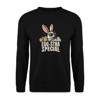 Eggsta Special Retro Bunny Easter - Unisex Sweatshirt - black - Front - Alina (178cm) & Michal (187cm)