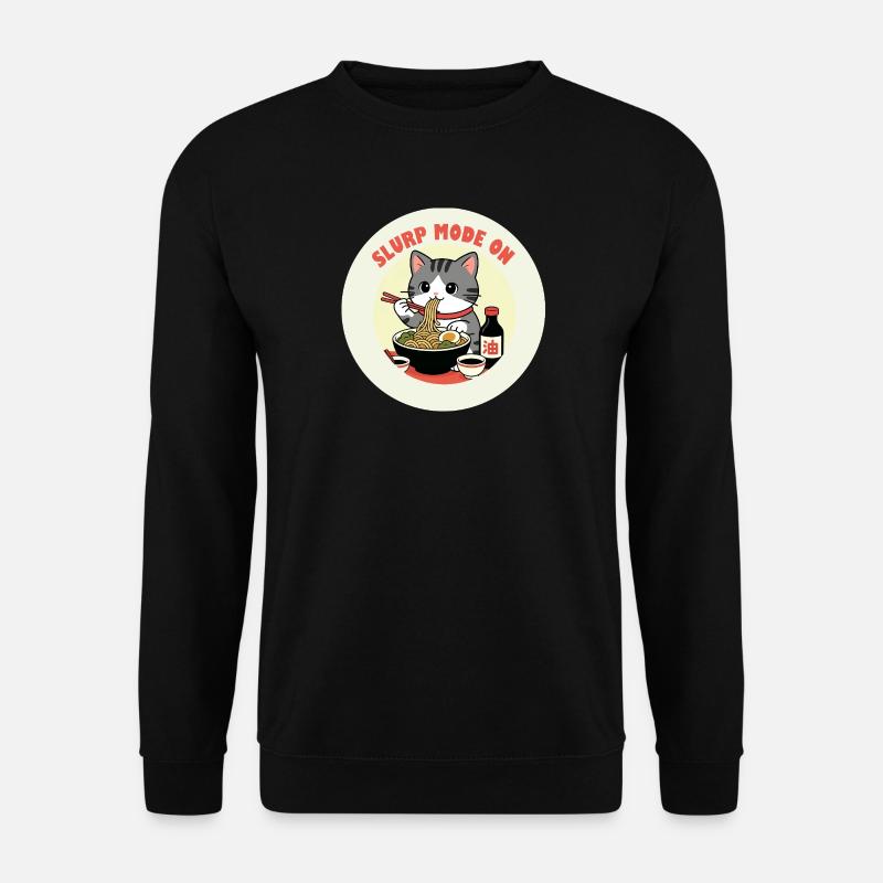 Kitten eating Ramen Slurp mode - Unisex Sweatshirt - black