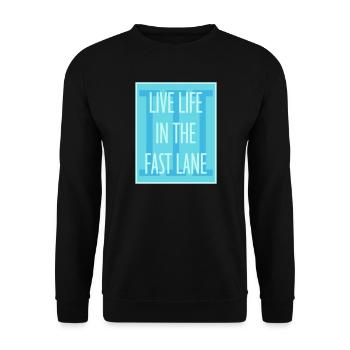 Life In The Fast Lane Float Funny Pool Saying - Unisex Sweatshirt - black - Front - Alina (178cm) & Michal (187cm)