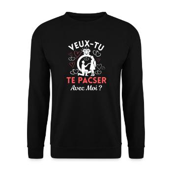 Veux-tu Te Pacser avec Moi Couple Amour Demande - Sweat-shirt Unisexe - noir - Devant - Alina (178cm) & Michal (187cm)