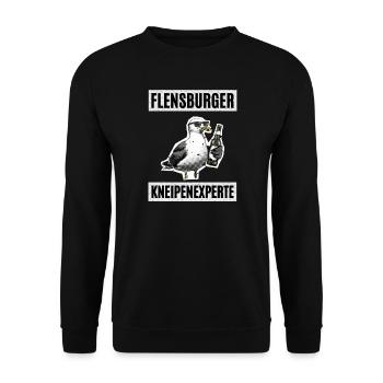 Flensburger Kneipen Experte - Unisex Pullover - Schwarz - Vorne - Alina (178cm) & Michal (187cm)